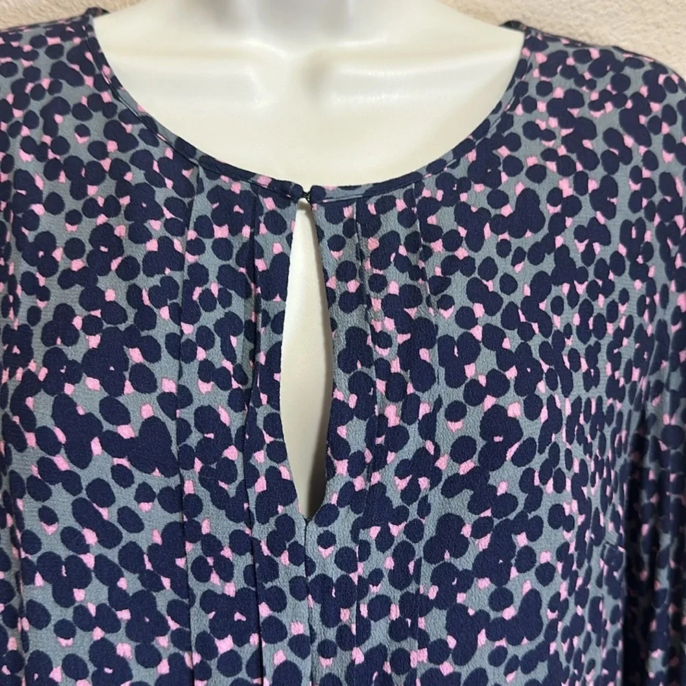 BODEN Dot-Print Long Sleeve Keyhole Blouse, Size 6, EUC